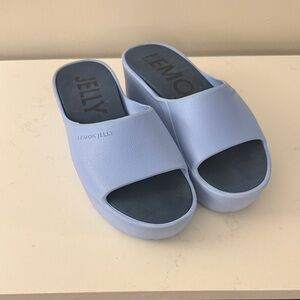 Women's Light Blue “Lemon Jelly” Platform Vegan Slide Wedge Sandals size 36 $60